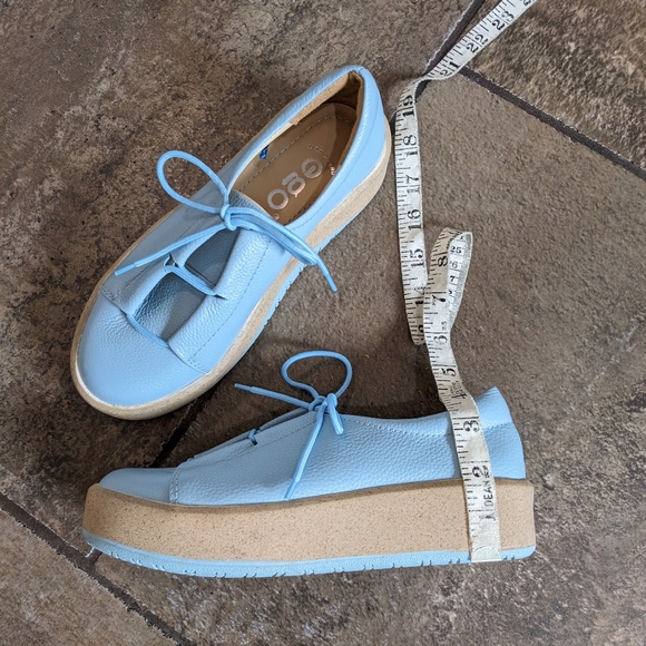Made In Peru Ego Leather Platform Lace Up Sneaker Shoes Size 5.5/6 Blue - Picture 14 of 15
